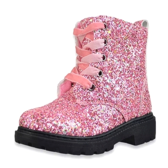 OliviaMillerGirl Glitter Combat Boots Sz3 - Picture 1 of 7